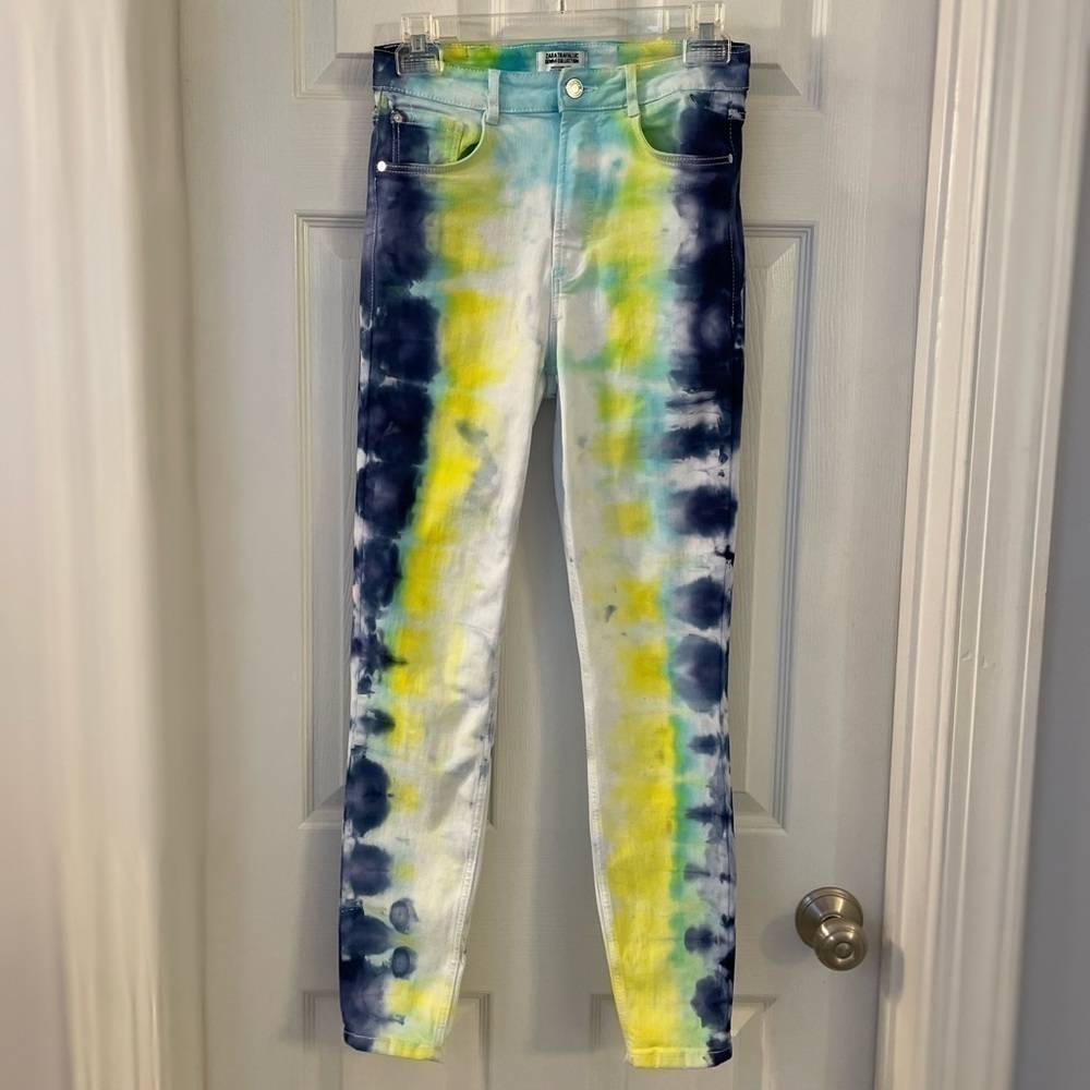 Zara Skinny High Rise Jeggings tie dyed size 6